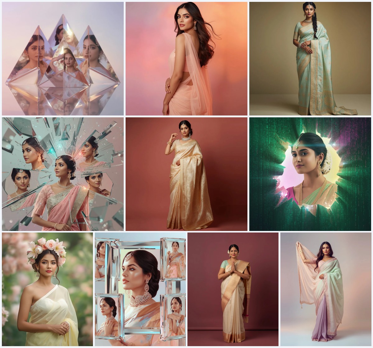 Best 10 Trending Blue Saree Prompt for Serene Elegance | prompt for Gemini AI girl in traditional dress