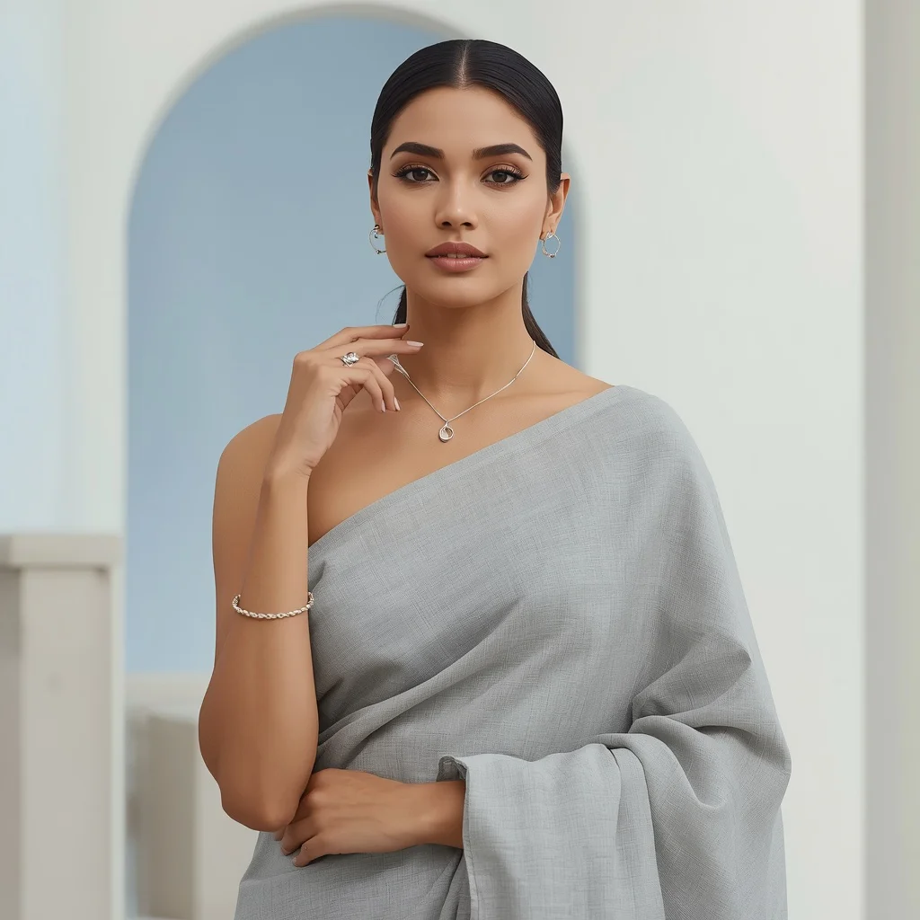 Chic Indian Woman Posing with Modern Minimalist Jewelry | prompt for traditional look for girl chatgpt instagram — AI image prompt