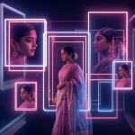 Modern Cinematic Collage Neon Frames Social Media Visuals | chatgpt photo editing prompts trending girl
